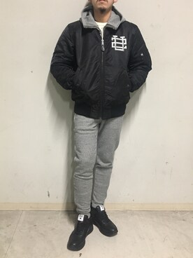「surt（サート）のアイテム（ブルゾン）」を使った、上ノ山 寛瑛さん（メンズ・172cm）の冬コーディネート