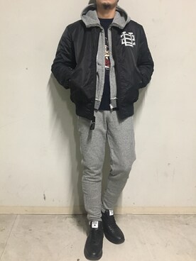 「surt（サート）のアイテム（ブルゾン）」を使った、上ノ山 寛瑛さん（メンズ・172cm）の冬コーディネート