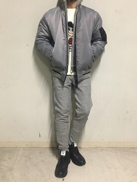「surt（サート）のアイテム（ブルゾン）」を使った、上ノ山 寛瑛さん（メンズ・172cm）の冬コーディネート