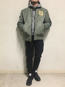 「surt（サート）のアイテム（ブルゾン）」を使った、上ノ山 寛瑛さん（メンズ・172cm）の冬コーディネート