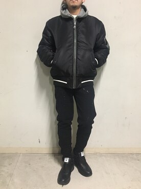 「surt（サート）のアイテム（ブルゾン）」を使った、上ノ山 寛瑛さん（メンズ・172cm）の冬コーディネート