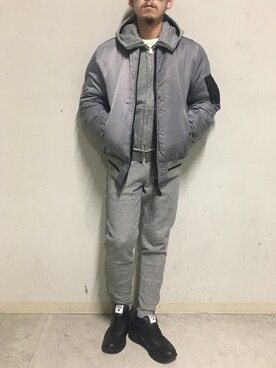 「surt（サート）のアイテム（ブルゾン）」を使った、上ノ山 寛瑛さん（メンズ・172cm）の冬コーディネート
