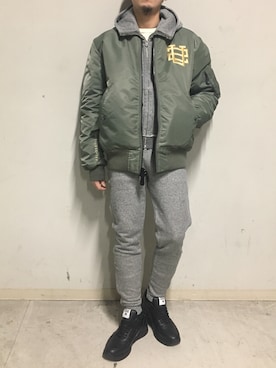 「surt（サート）のアイテム（ブルゾン）」を使った、上ノ山 寛瑛さん（メンズ・172cm）の冬コーディネート