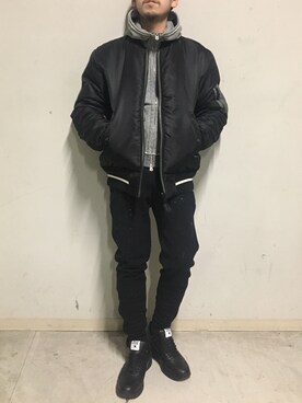 「surt（サート）のアイテム（ブルゾン）」を使った、上ノ山 寛瑛さん（メンズ・172cm）の冬コーディネート
