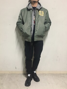 「surt（サート）のアイテム（ブルゾン）」を使った、上ノ山 寛瑛さん（メンズ・172cm）の冬コーディネート