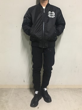 「surt（サート）のアイテム（ブルゾン）」を使った、上ノ山 寛瑛さん（メンズ・172cm）の冬コーディネート