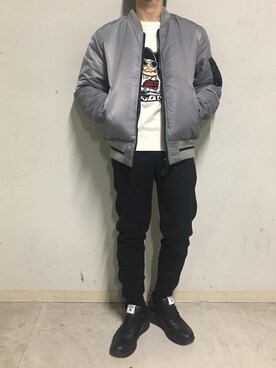 「surt（サート）のアイテム（ブルゾン）」を使った、上ノ山 寛瑛さん（メンズ・172cm）の冬コーディネート