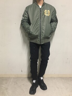 「surt（サート）のアイテム（ブルゾン）」を使った、上ノ山 寛瑛さん（メンズ・172cm）の冬コーディネート