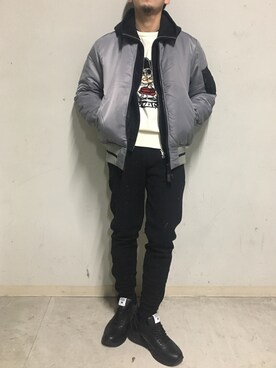 「surt（サート）のアイテム（ブルゾン）」を使った、上ノ山 寛瑛さん（メンズ・172cm）の冬コーディネート
