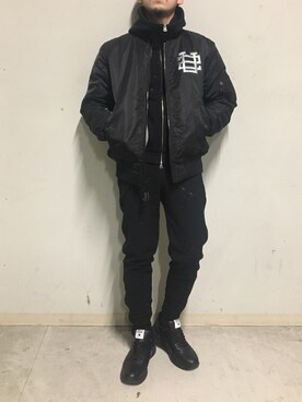 「surt（サート）のアイテム（ブルゾン）」を使った、上ノ山 寛瑛さん（メンズ・172cm）の冬コーディネート