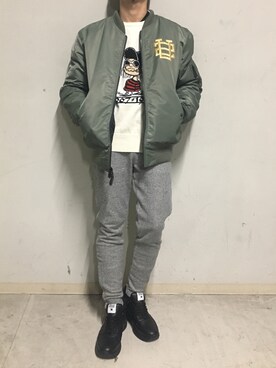 「surt（サート）のアイテム（ブルゾン）」を使った、上ノ山 寛瑛さん（メンズ・172cm）の冬コーディネート