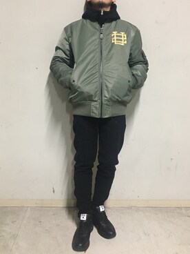 「surt（サート）のアイテム（ブルゾン）」を使った、上ノ山 寛瑛さん（メンズ・172cm）の冬コーディネート
