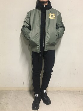 「surt（サート）のアイテム（ブルゾン）」を使った、上ノ山 寛瑛さん（メンズ・172cm）の冬コーディネート