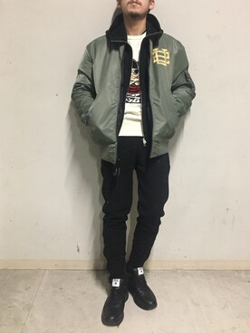 「surt（サート）のアイテム（ブルゾン）」を使った、上ノ山 寛瑛さん（メンズ・172cm）の冬コーディネート