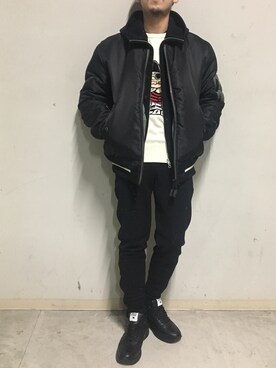 「surt（サート）のアイテム（ブルゾン）」を使った、上ノ山 寛瑛さん（メンズ・172cm）の冬コーディネート