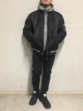 「surt（サート）のアイテム（ブルゾン）」を使った、上ノ山 寛瑛さん（メンズ・172cm）の冬コーディネート