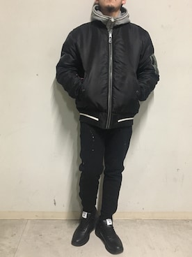 「surt（サート）のアイテム（ブルゾン）」を使った、上ノ山 寛瑛さん（メンズ・172cm）の冬コーディネート