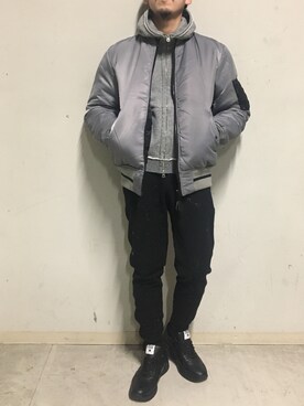 「surt（サート）のアイテム（ブルゾン）」を使った、上ノ山 寛瑛さん（メンズ・172cm）の冬コーディネート