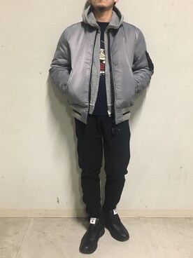 「surt（サート）のアイテム（ブルゾン）」を使った、上ノ山 寛瑛さん（メンズ・172cm）の春コーディネート
