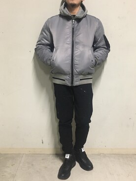 「surt（サート）のアイテム（ブルゾン）」を使った、上ノ山 寛瑛さん（メンズ・172cm）の春コーディネート