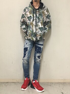「アトランティックスターズ」｜「アイテム（ブルゾン）」を使った、上ノ山 寛瑛さん（メンズ・172cm）の春コーディネート