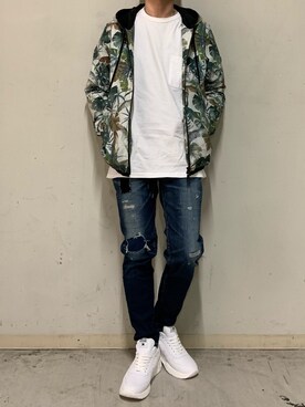 「アトランティックスターズ」｜「アイテム（ブルゾン）」を使った、上ノ山 寛瑛さん（メンズ・172cm）の春コーディネート