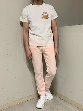 「YANUK（ヤヌーク）のアイテム（パンツ）」を使った、上ノ山 寛瑛さん（メンズ・172cm）の春コーディネート