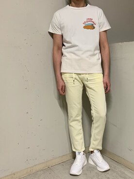 「YANUK（ヤヌーク）のアイテム（パンツ）」を使った、上ノ山 寛瑛さん（メンズ・172cm）の春コーディネート