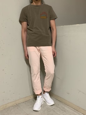 「YANUK（ヤヌーク）のアイテム（パンツ）」を使った、上ノ山 寛瑛さん（メンズ・172cm）の春コーディネート