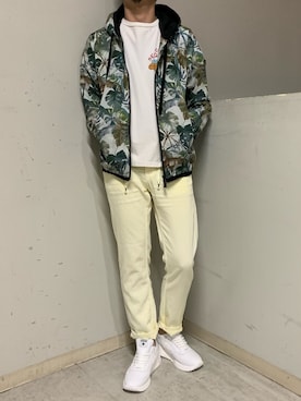 「YANUK（ヤヌーク）のアイテム（パンツ）」を使った、上ノ山 寛瑛さん（メンズ・172cm）の春コーディネート