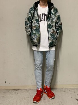「アトランティックスターズ」｜「アイテム（ブルゾン）」を使った、上ノ山 寛瑛さん（メンズ・172cm）の春コーディネート