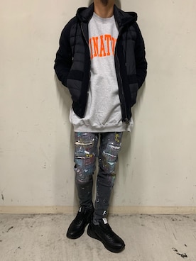 「アトランティックスターズ」｜「アイテム（スウェット）」を使った、上ノ山 寛瑛さん（メンズ・172cm）の秋コーディネート