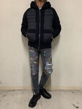 「アトランティックスターズ」｜「アイテム（ダウンジャケット/コート）」を使った、上ノ山 寛瑛さん（メンズ・172cm）の秋コーディネート
