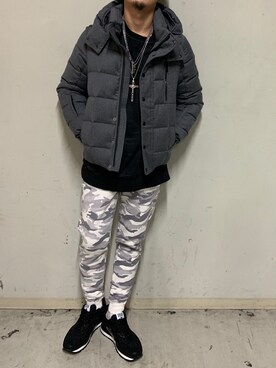 「アトランティックスターズ」｜「アイテム（ダウンジャケット/コート）」を使った、上ノ山 寛瑛さん（メンズ・172cm）の冬コーディネート
