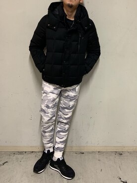 「アトランティックスターズ」｜「アイテム（ダウンジャケット/コート）」を使った、上ノ山 寛瑛さん（メンズ・172cm）の冬コーディネート