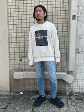 「ビーセカンド」｜「アイテム（スウェット）」を使った、上ノ山 寛瑛さん（メンズ・172cm）の夏コーディネート