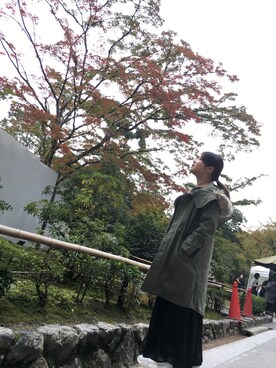 「BEAMS（ビームス）のアイテム（ピーコート）」を使った、Monica Lauさん（レディース・154cm）の冬コーディネート