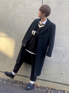 「BASQUE magenta（バスクマゼンタ）のアイテム（ニット/セーター）」を使った、おだまや  さん（メンズ・171cm）の冬コーディネート
