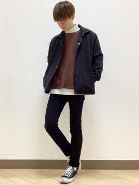 「GU（ジーユー）の（GU）スキニーフィットジーンズ（MEN ⁄ ジーンズ）」を使った、おだまや  さん（メンズ・171cm）の春コーディネート