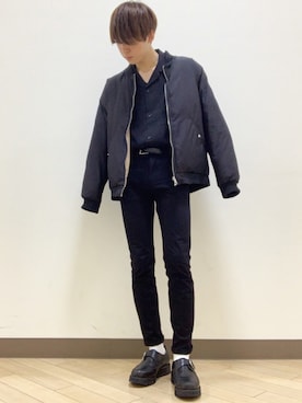 「GU（ジーユー）の（GU）スキニーフィットジーンズ（MEN ⁄ ジーンズ）」を使った、おだまや  さん（メンズ・171cm）の春コーディネート