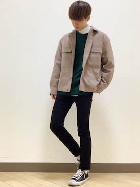 「GU（ジーユー）の（GU）スキニーフィットジーンズ（MEN ⁄ ジーンズ）」を使った、おだまや  さん（メンズ・171cm）の春コーディネート