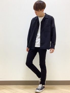 「GU（ジーユー）の（GU）スキニーフィットジーンズ（MEN ⁄ ジーンズ）」を使った、おだまや  さん（メンズ・171cm）の春コーディネート