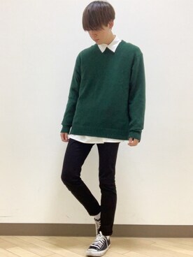 「GU（ジーユー）の（GU）スキニーフィットジーンズ（MEN ⁄ ジーンズ）」を使った、おだまや  さん（メンズ・171cm）の春コーディネート