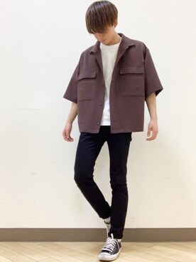 「GU（ジーユー）の（GU）スキニーフィットジーンズ（MEN ⁄ ジーンズ）」を使った、おだまや  さん（メンズ・171cm）の春コーディネート