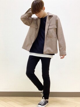 「GU（ジーユー）の（GU）スキニーフィットジーンズ（MEN ⁄ ジーンズ）」を使った、おだまや  さん（メンズ・171cm）の春コーディネート