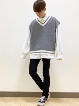 「GU（ジーユー）の（GU）スキニーフィットジーンズ（MEN ⁄ ジーンズ）」を使った、おだまや  さん（メンズ・171cm）の春コーディネート