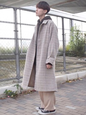 「CREARE -LINO-（クレアーレリノ）のアイテム（ステンカラーコート）」を使った、おだまや  さん（メンズ・171cm）の冬コーディネート