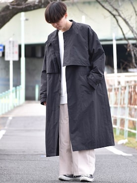 「CREARE -LINO-（クレアーレリノ）のアイテム（ステンカラーコート）」を使った、おだまや  さん（メンズ・171cm）の冬コーディネート