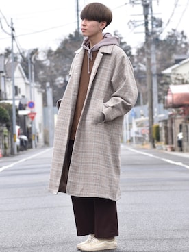 「CREARE -LINO-（クレアーレリノ）のアイテム（ステンカラーコート）」を使った、おだまや  さん（メンズ・171cm）の冬コーディネート