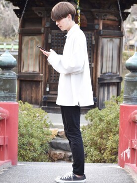 「GU（ジーユー）の（GU）スキニーフィットジーンズ（MEN ⁄ ジーンズ）」を使った、おだまや  さん（メンズ・171cm）の春コーディネート